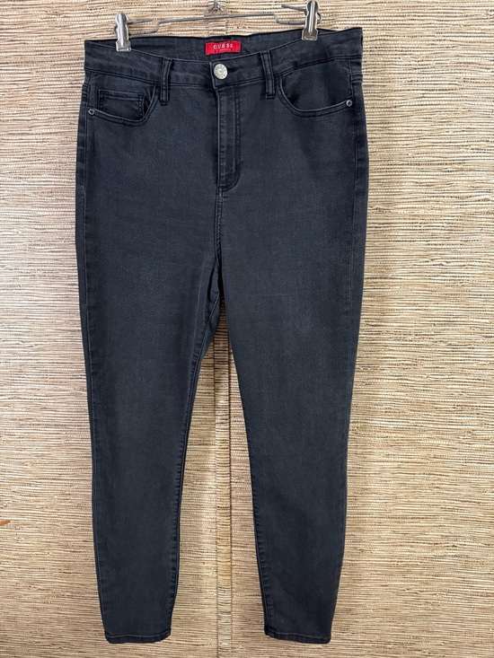 Guess Denim - Guess Jeans High Rise Slim Ankle Women’s 32 Black Gray Concrete Faded Stretch